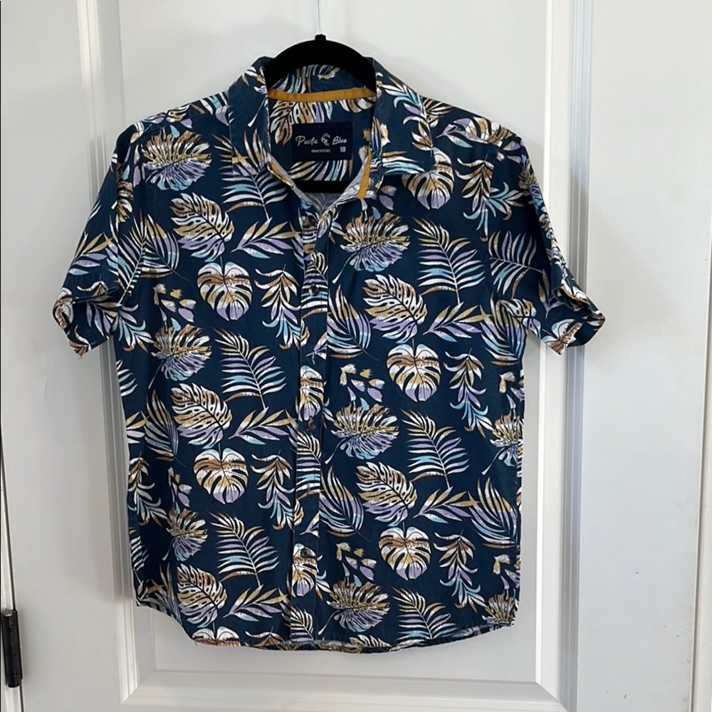 Blue and White Casual Button Down Shirt